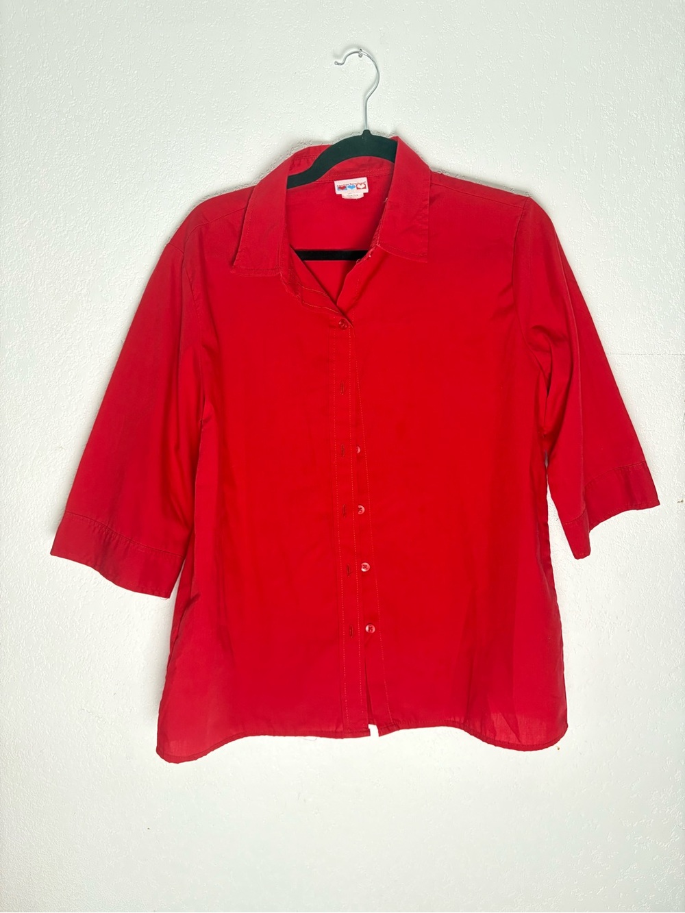 Vintage 1970/ Women's Button-Front Shirt - Red